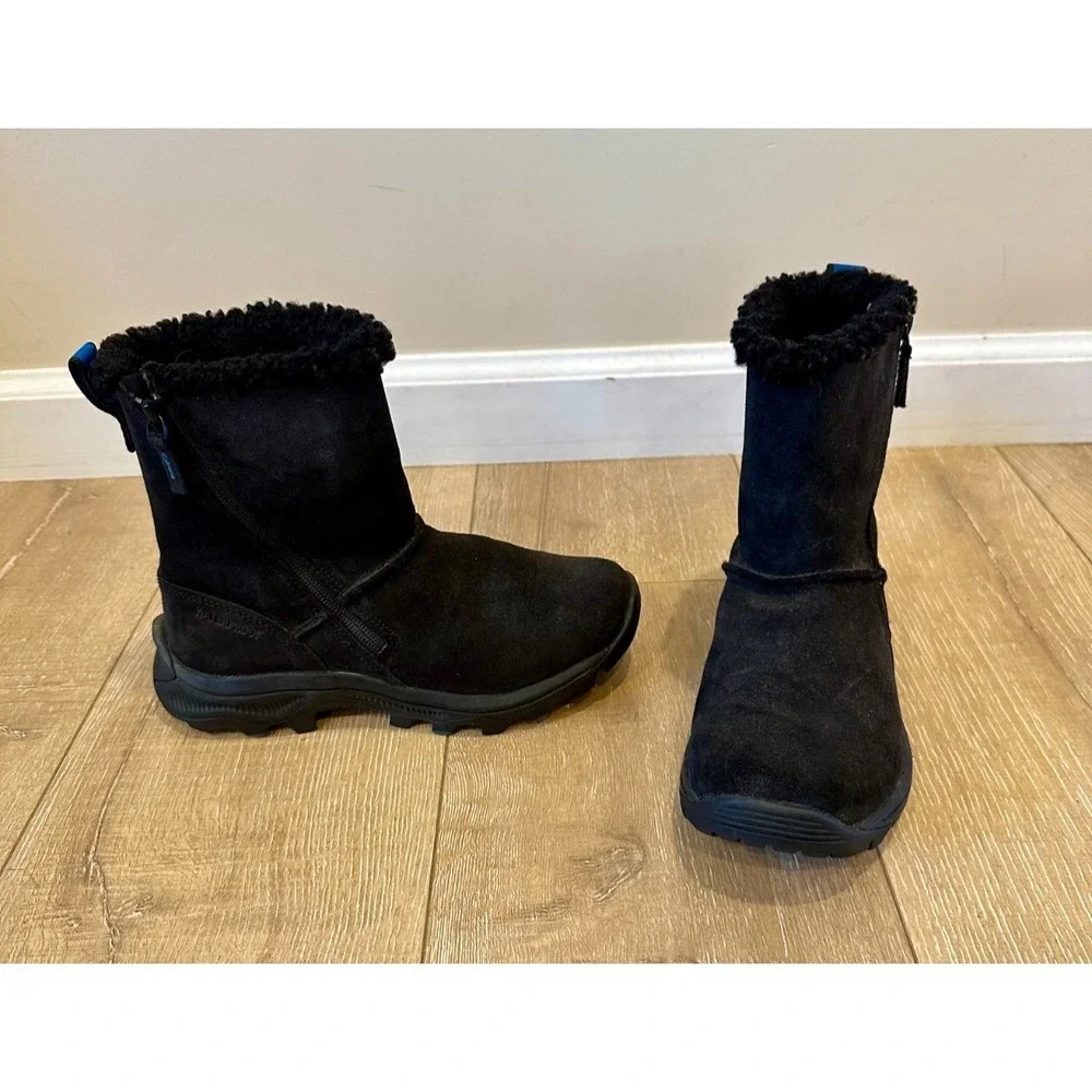 Merrell Icepack 2 Zip Polar Waterproof Snow Boot Black Suede Leather Size 6 $180